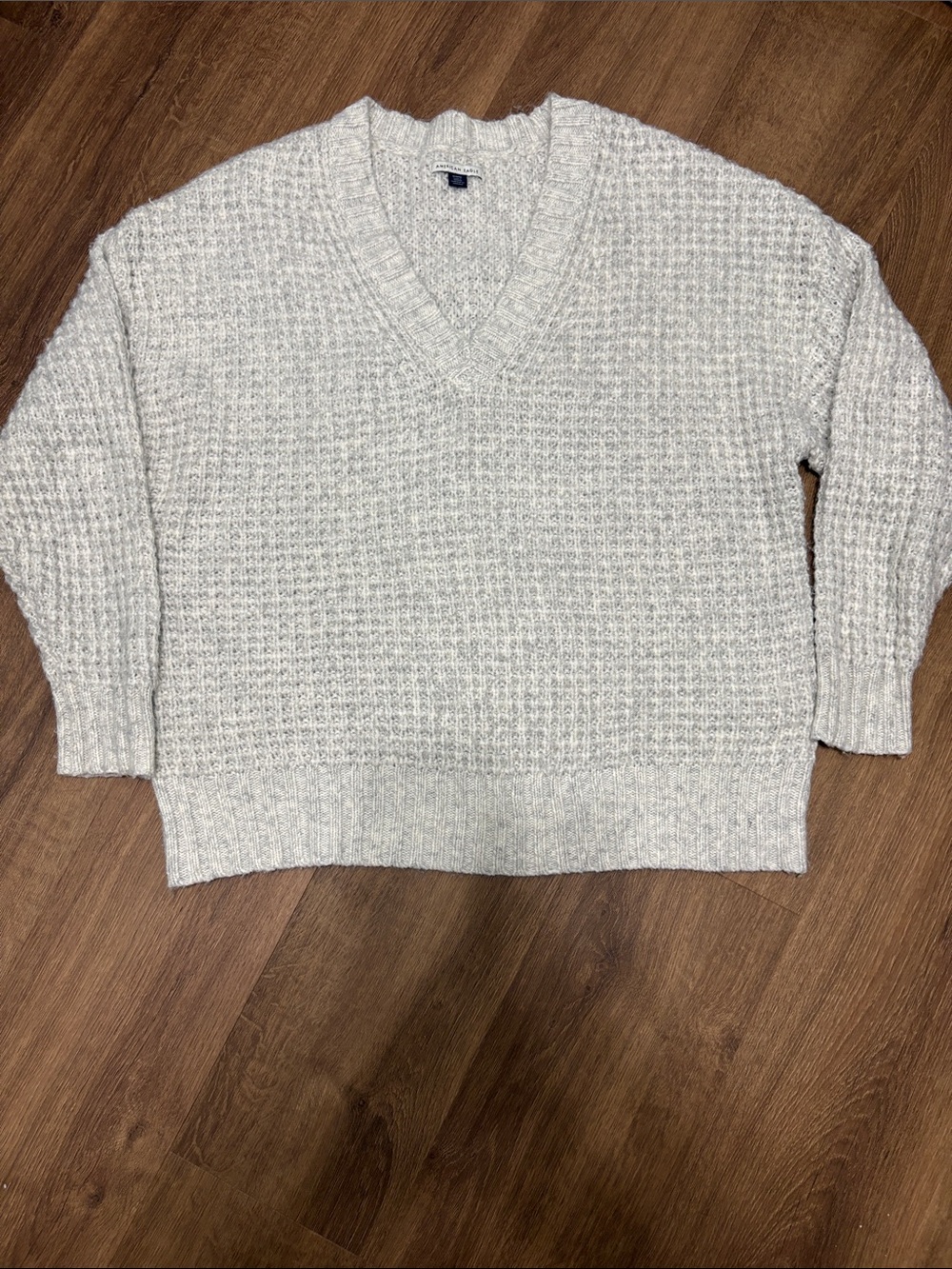 American Eagle Whoa So Cozy Waffle V Neck Chunky Oversized Sweater Size Medium